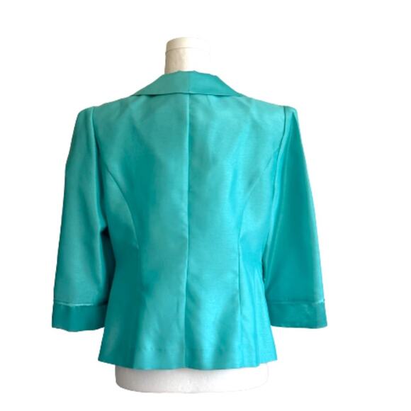 Dana Kay Blazer Jacket Dressy Formal Teal Blue Embellished 3/4 Sleeve Size 10 - Picture 5 of 12